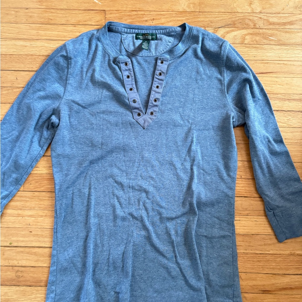 Ralph Lauren Women’s lighter Blue Long Sleeve Henley Top